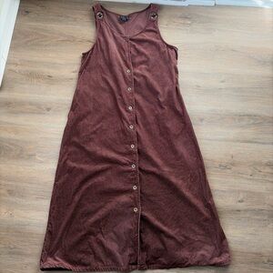 Sleeveless Corduroy Button-Down Dress